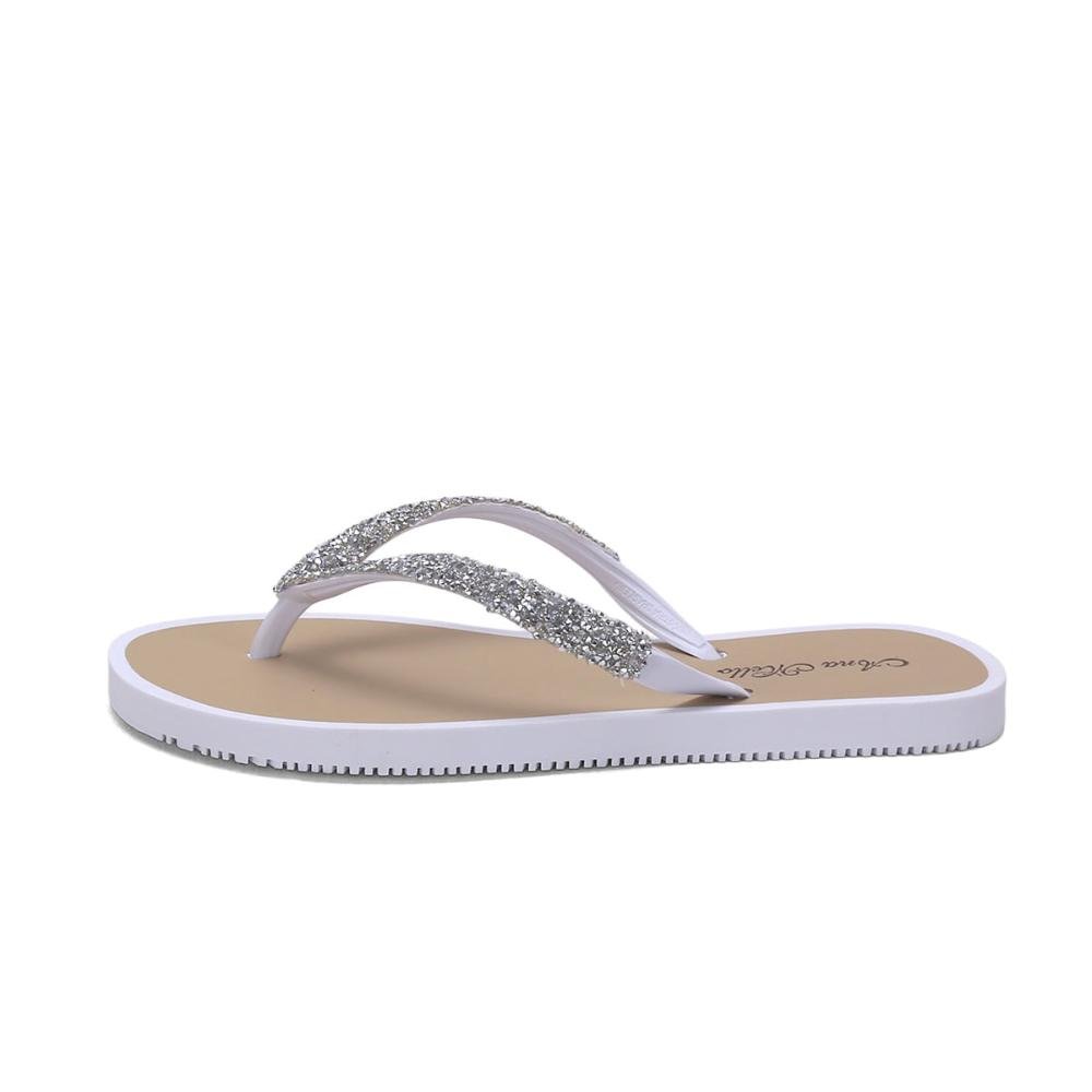 Chinelo de borracha branco com cristal Branco 4