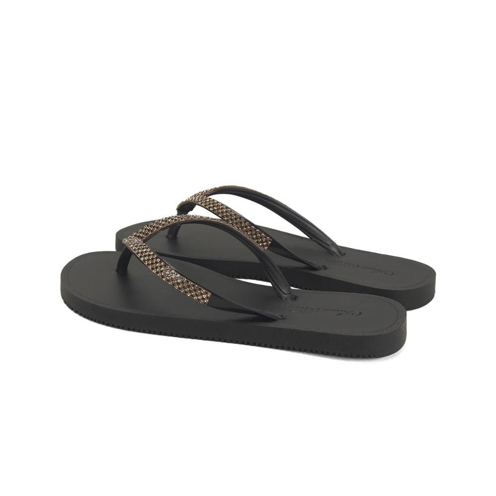 Chinelo de borracha com strass preto Preto 3