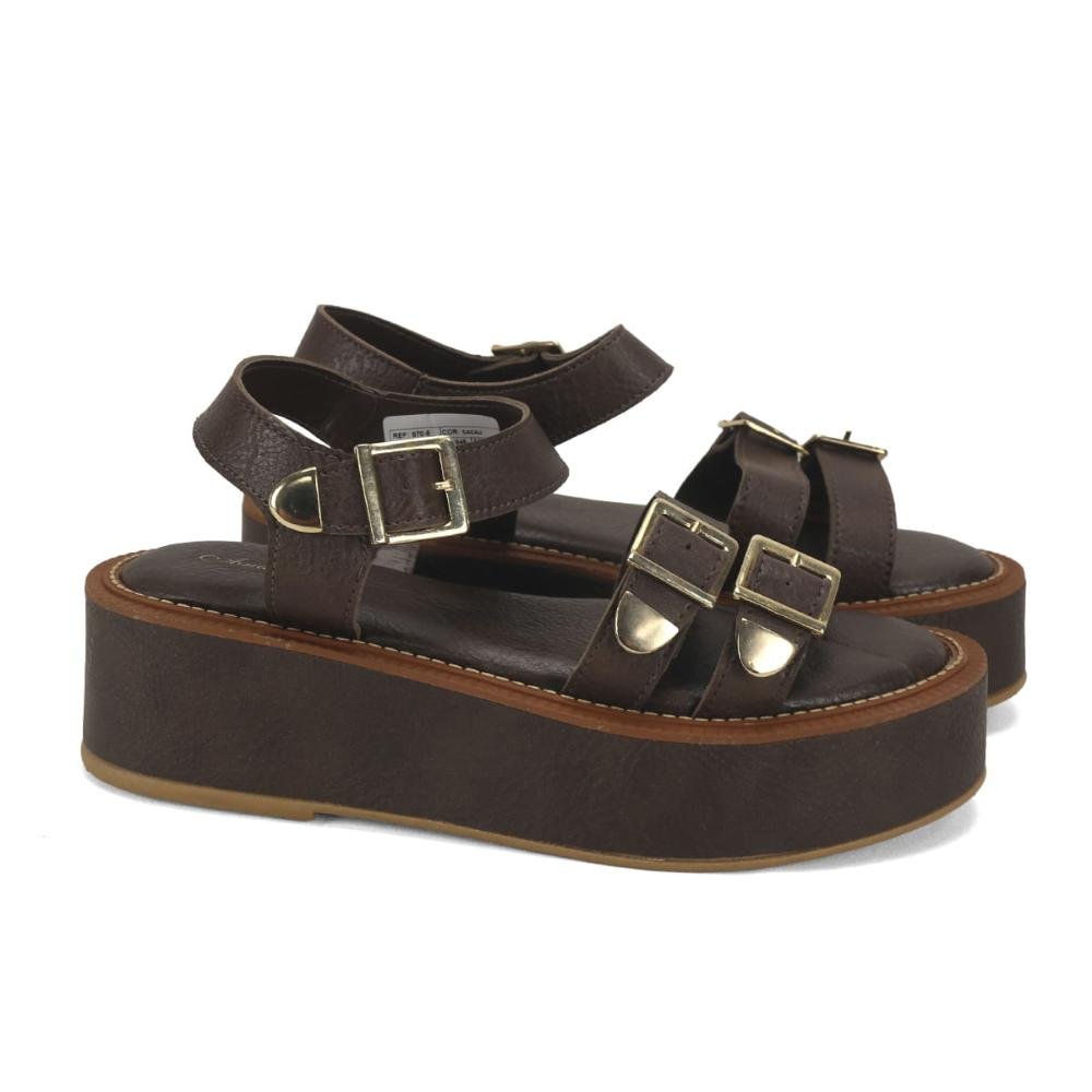Flatform com vira e costura café