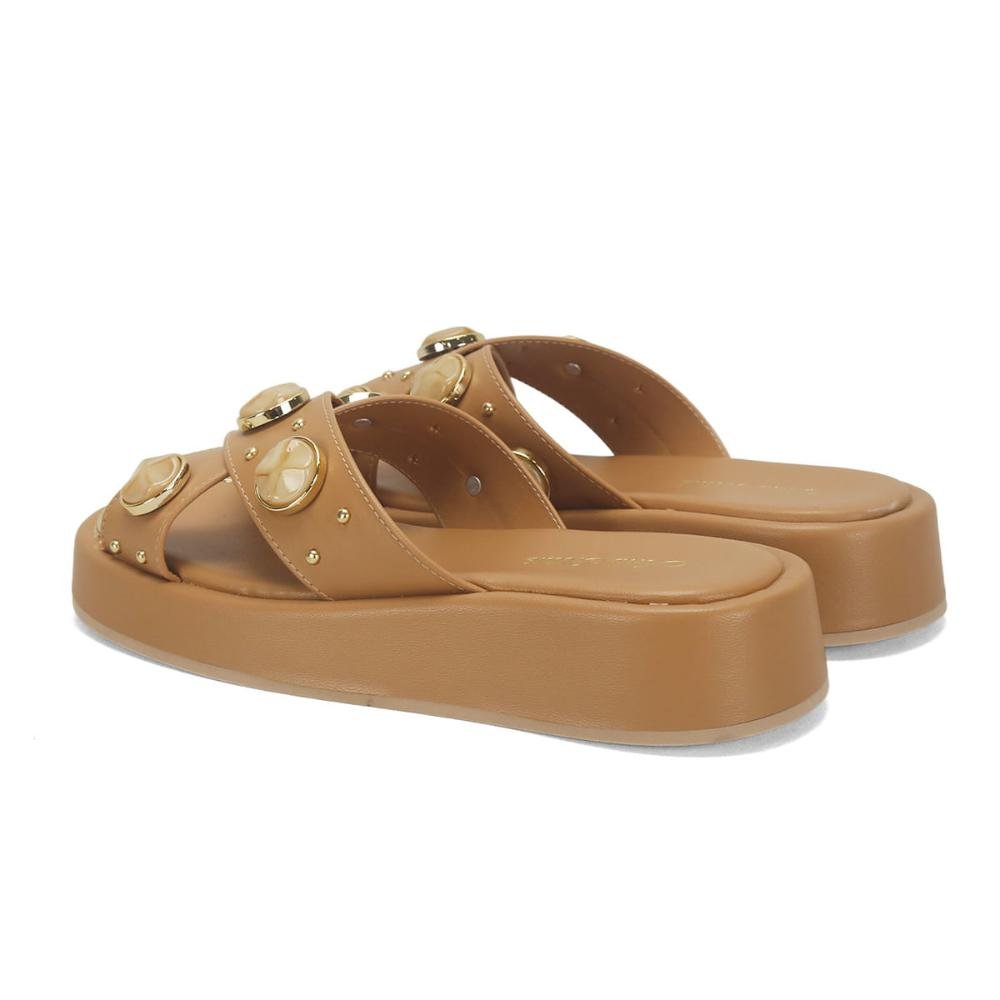 Flatform em x com pedrarias caramelo Marrom 3