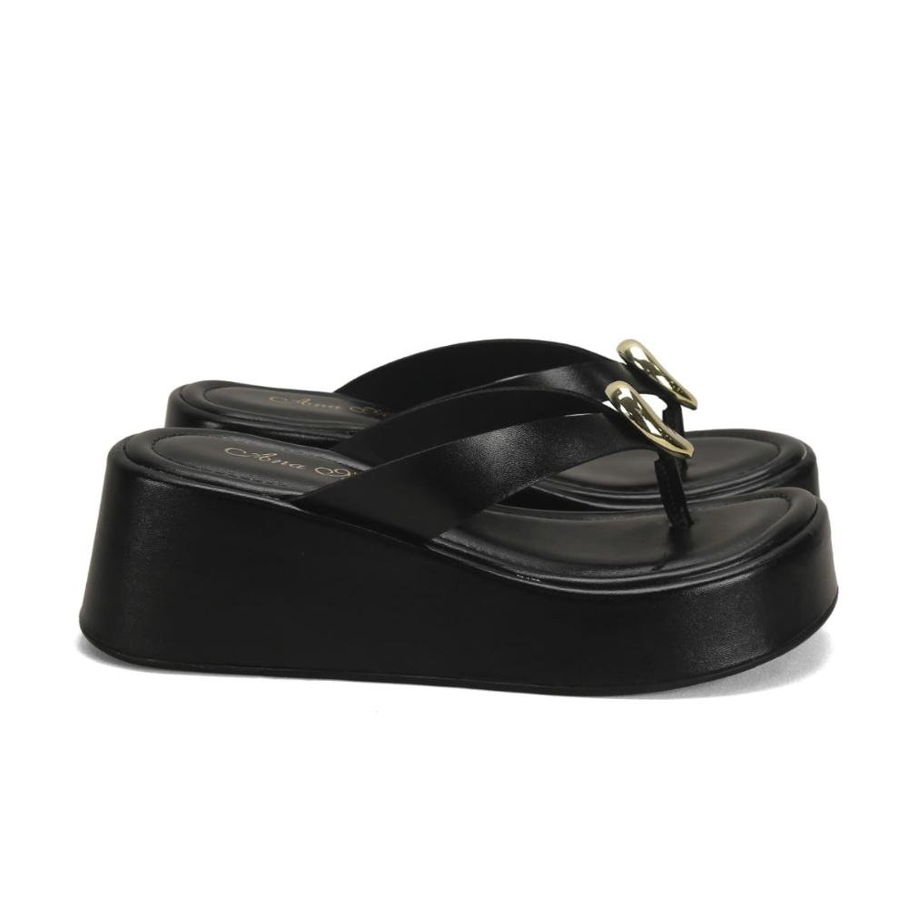 Flatform preta com peça orgânica ouro light 
