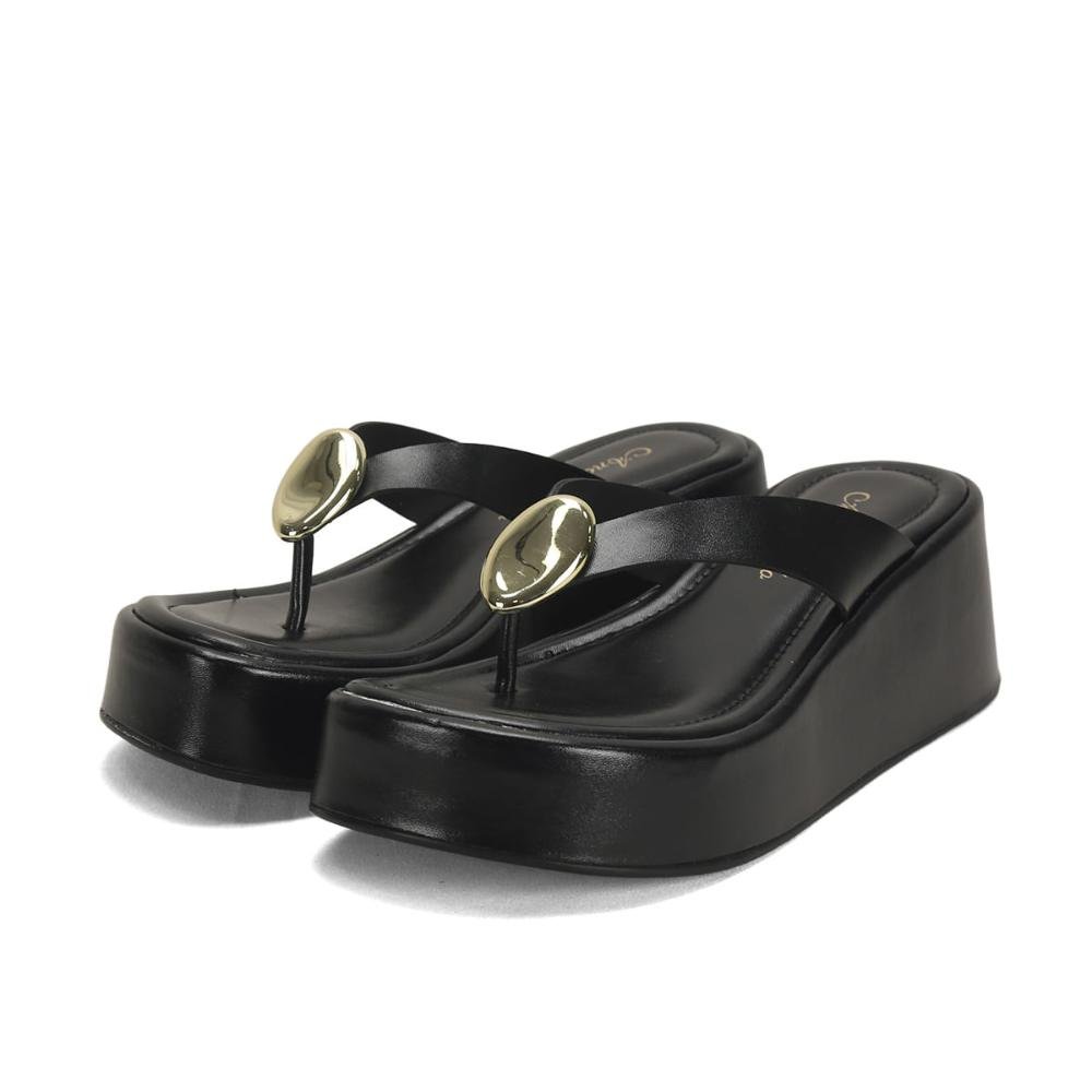 Flatform preta com peça orgânica ouro light  Preto 2