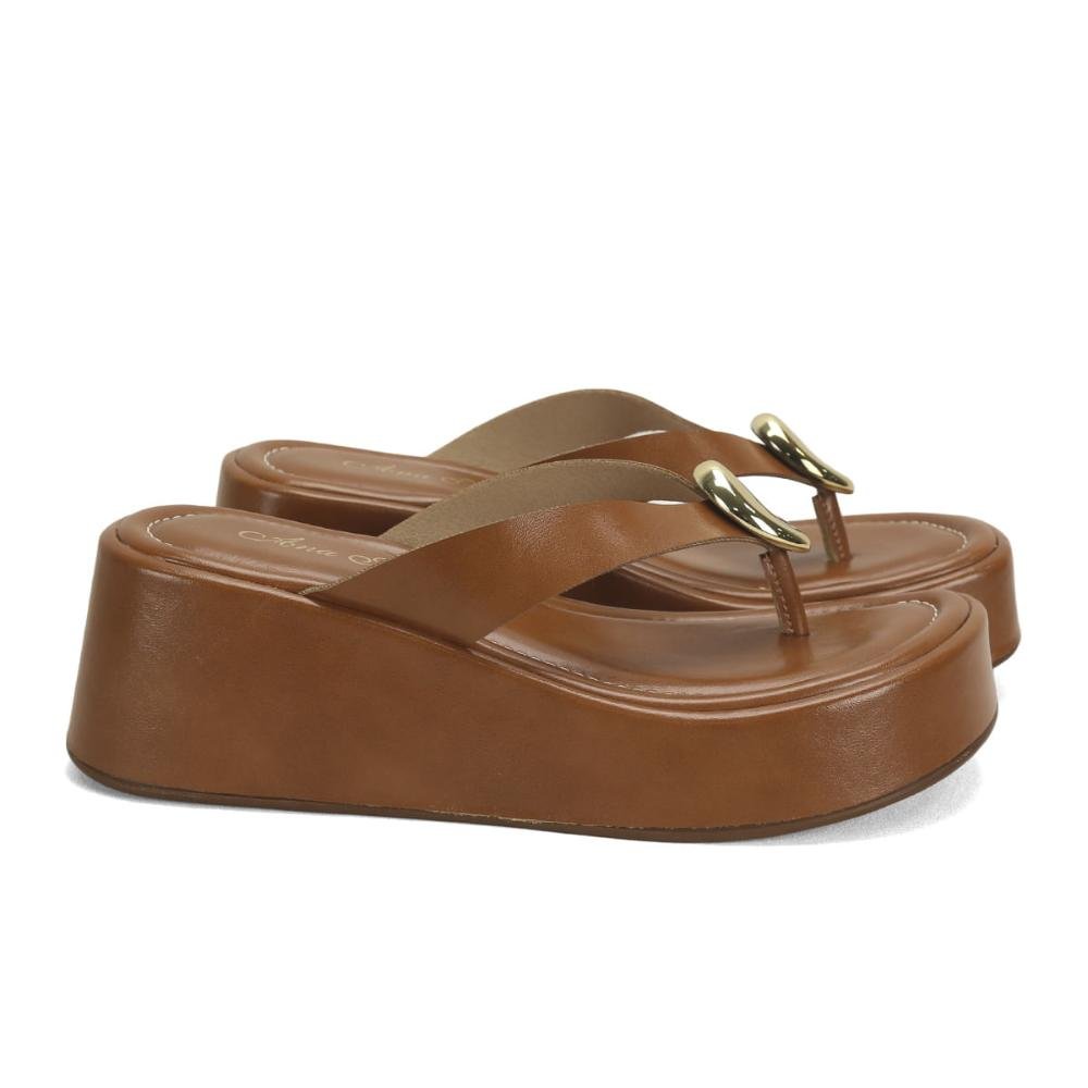 Flatform caramelo com peça orgânica ouro light