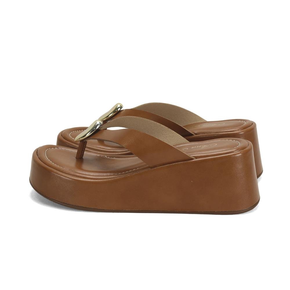 Flatform caramelo com peça orgânica ouro light Marrom 3