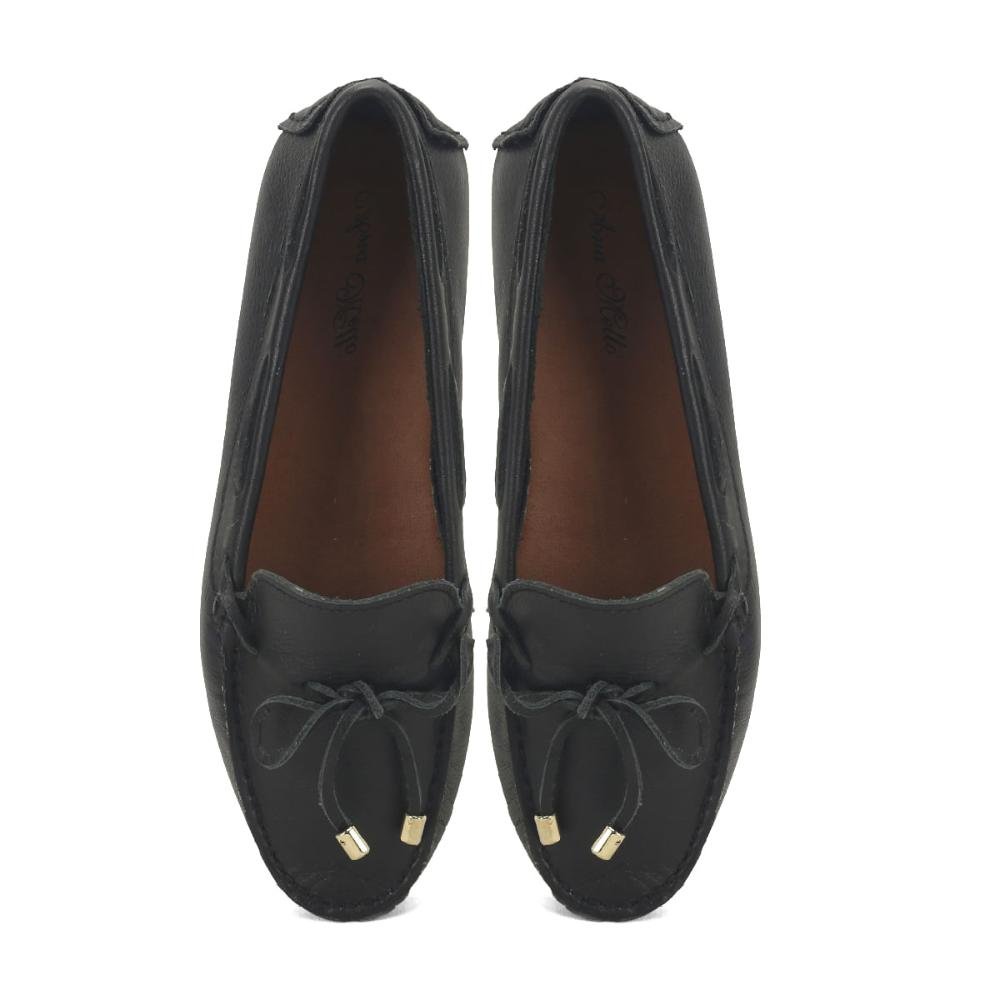 Mocassim clássico em couro preto Preto 2