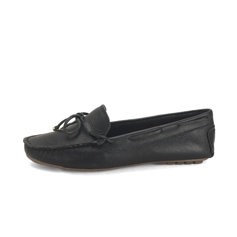 Mocassim clássico em couro preto Preto 4