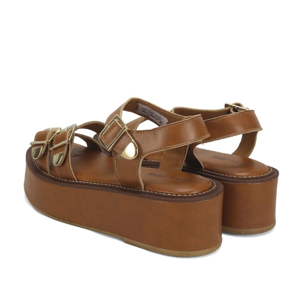 Flatform com vira e costura caramelo Marrom 3