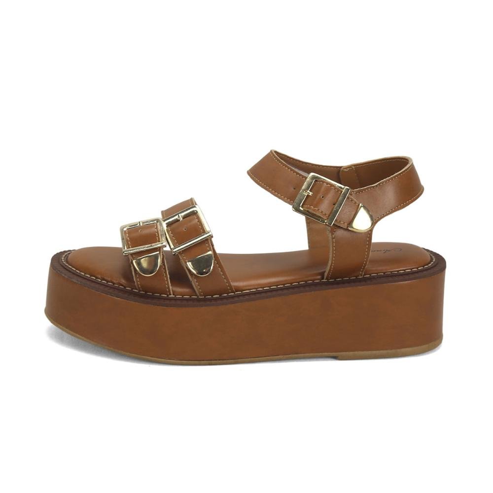 Flatform com vira e costura caramelo Marrom 4