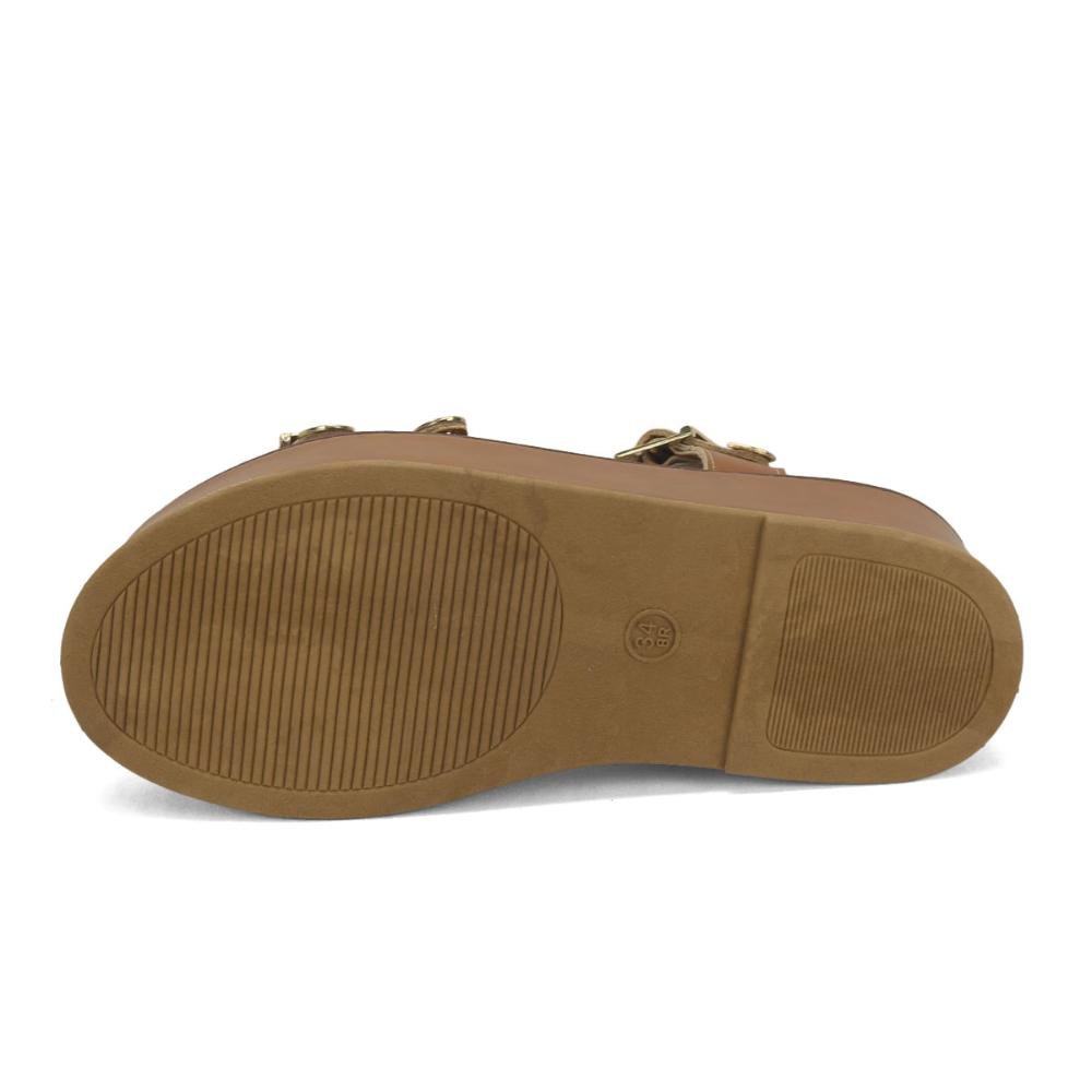 Flatform com vira e costura caramelo Marrom 5