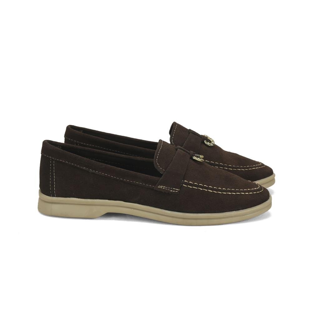 Mocassim slim de couro camurça marrom