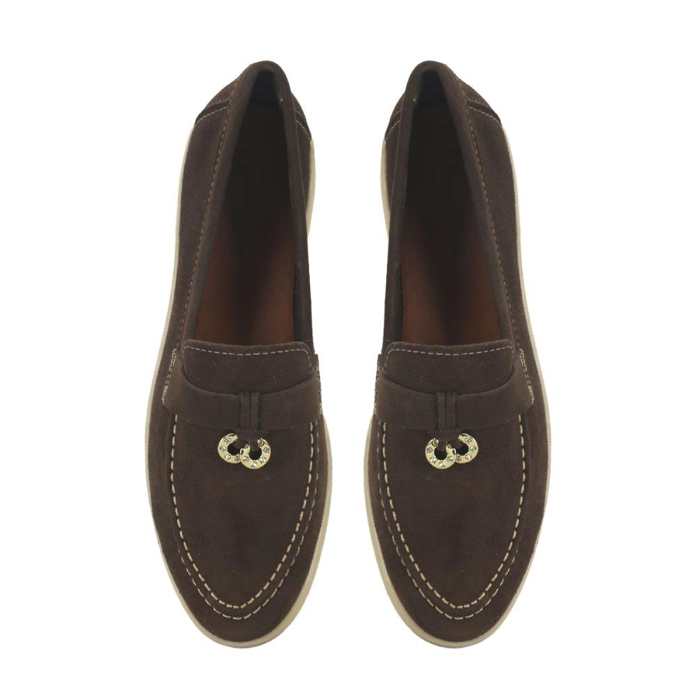 Mocassim slim de couro camurça marrom Marrom 2