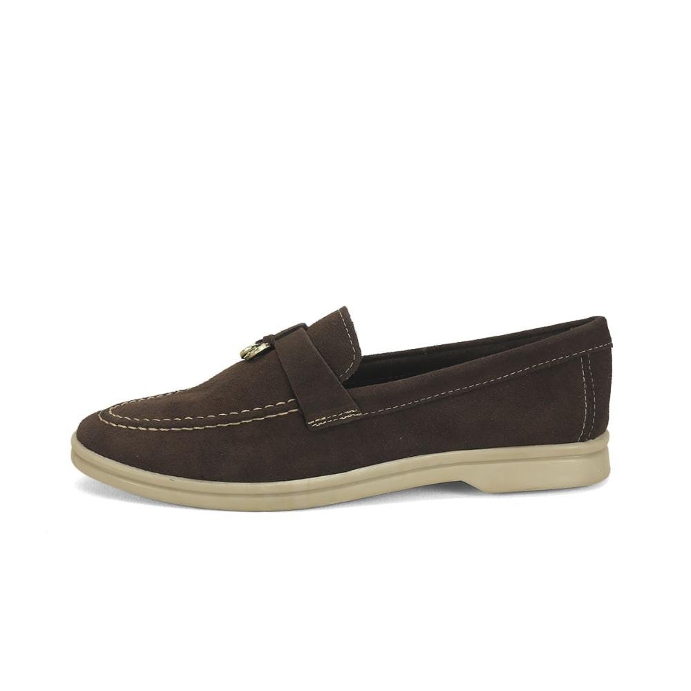 Mocassim slim de couro camurça marrom Marrom 4