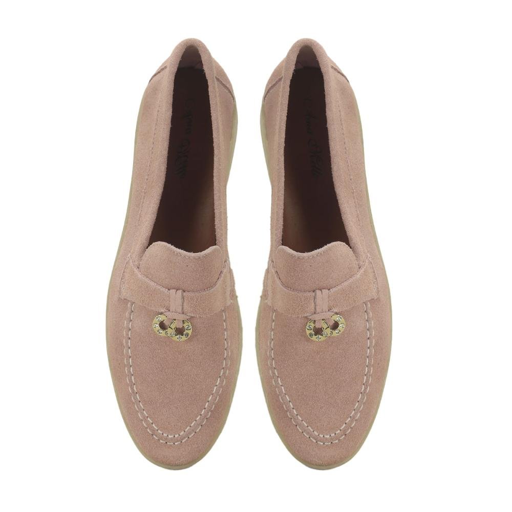 Mocassim slim de couro camurça rosa bebê Rosa 2