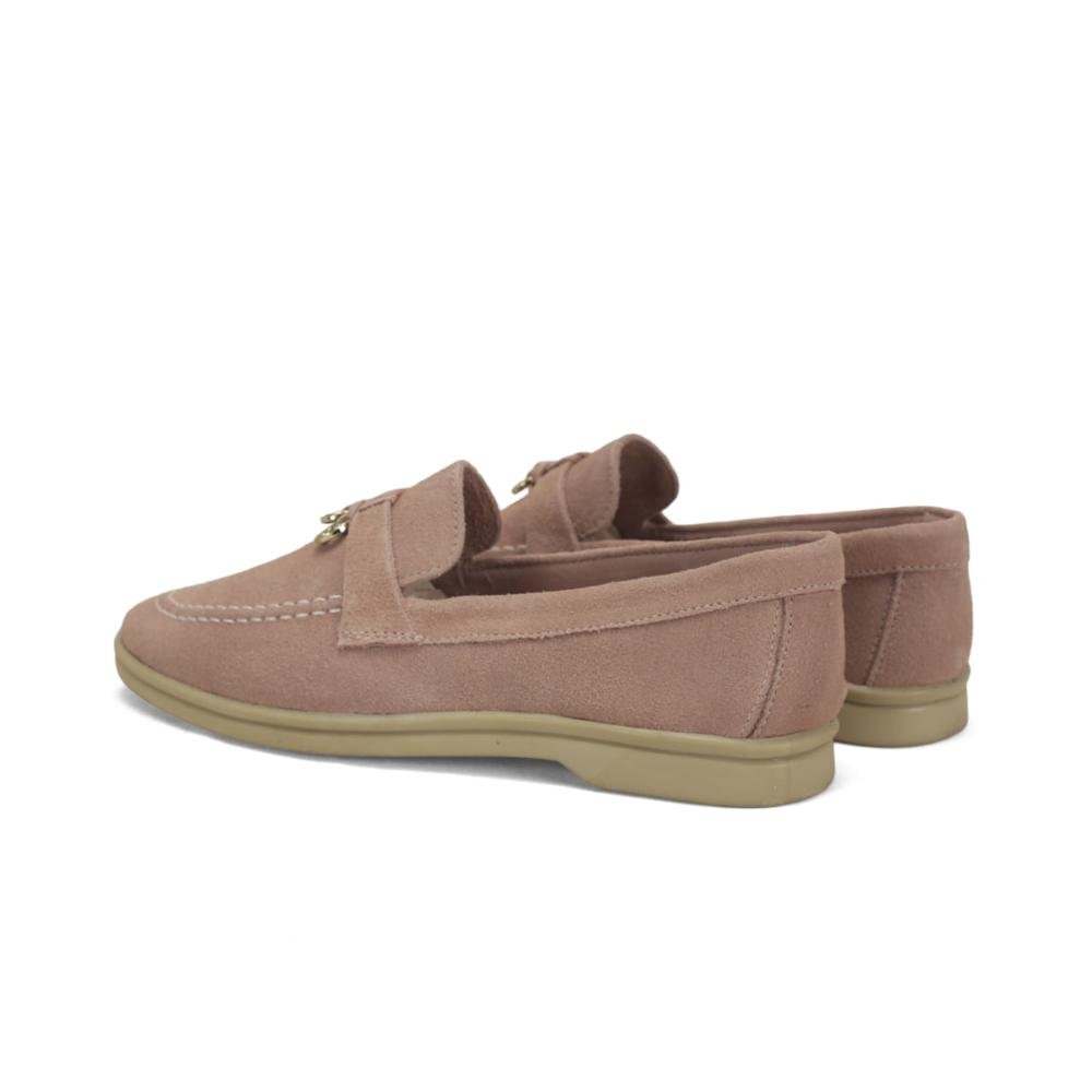 Mocassim slim de couro camurça rosa bebê Rosa 3