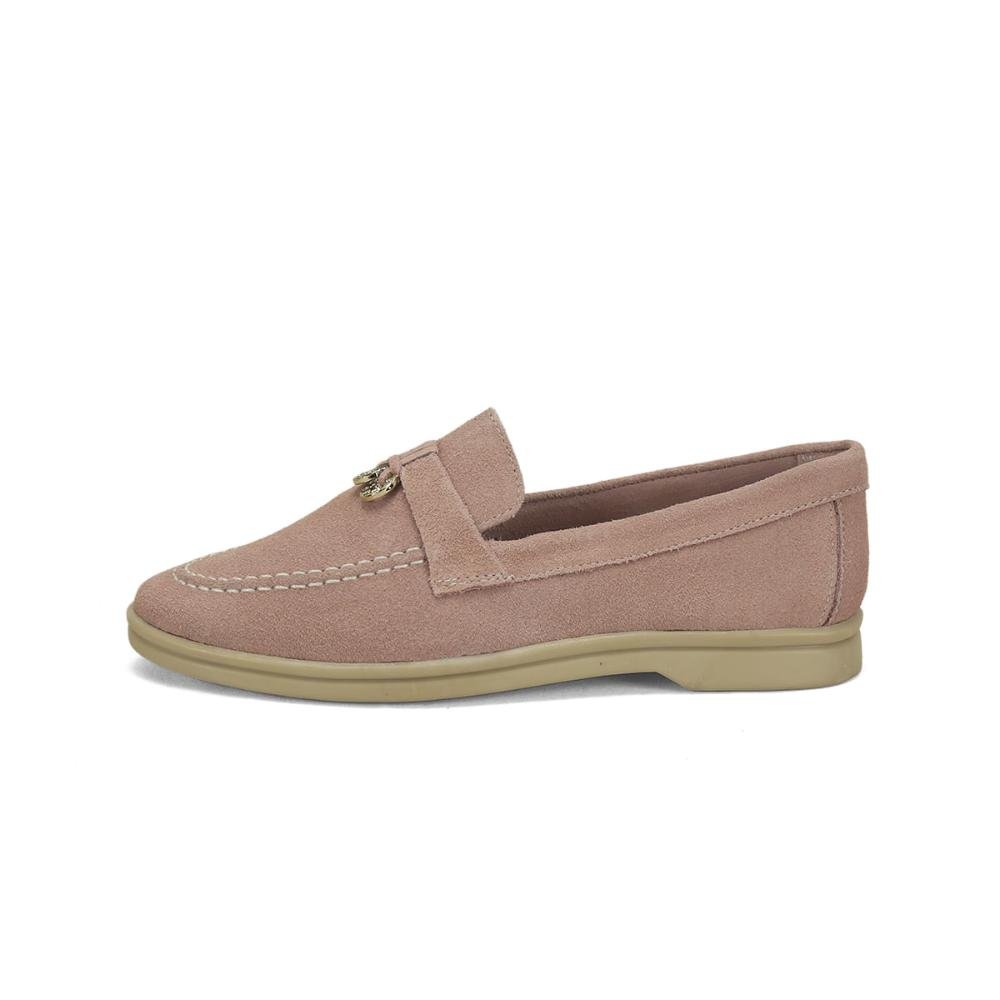 Mocassim slim de couro camurça rosa bebê Rosa 4