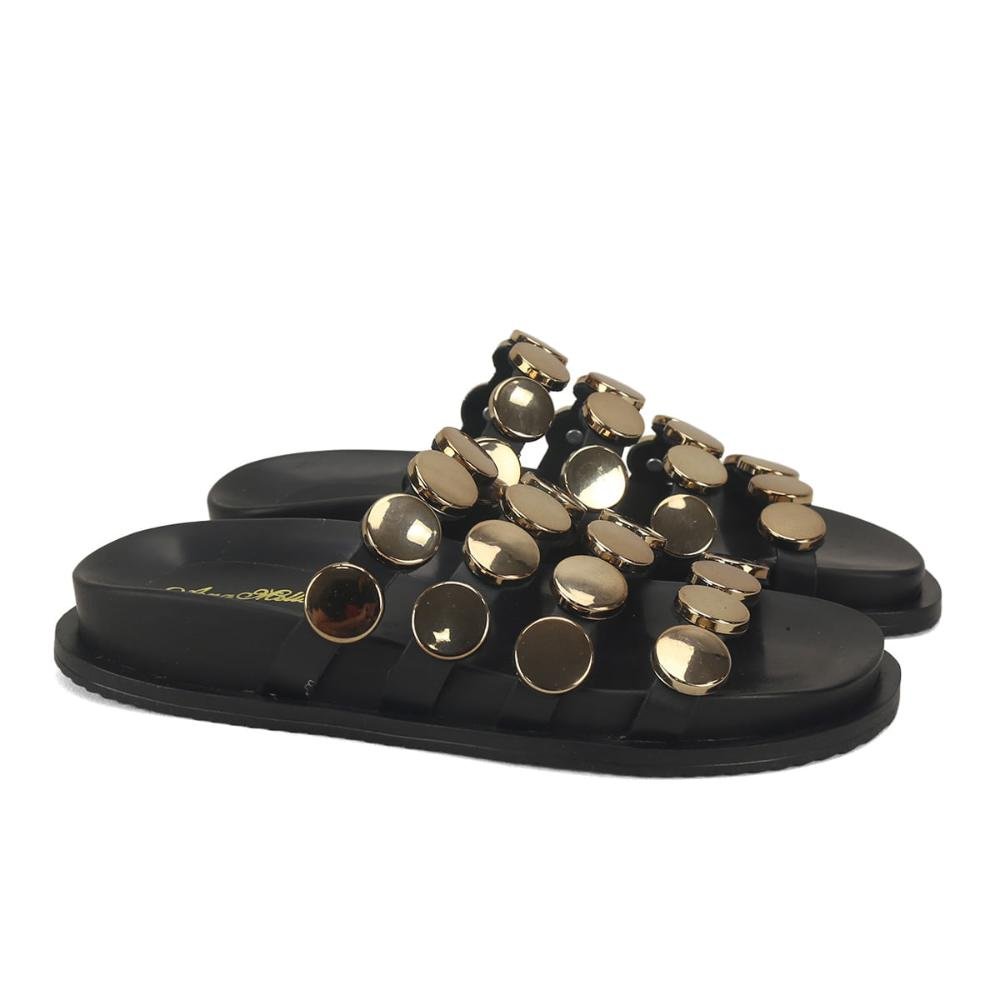 Papete confort preta com bolas ouro