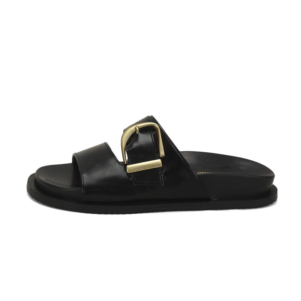 Papete confort fivela dourada preta Preto 4