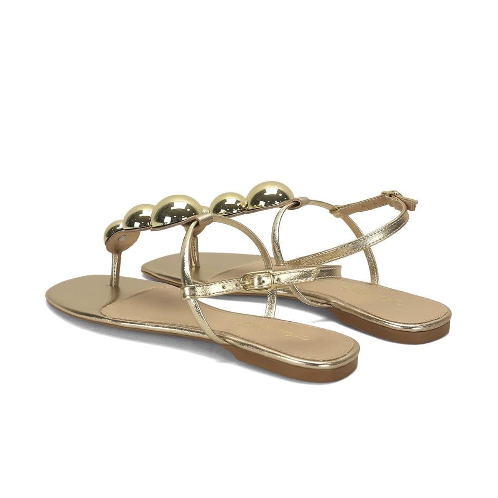 Rasteira metalizada bolas ouro light Dourado 3
