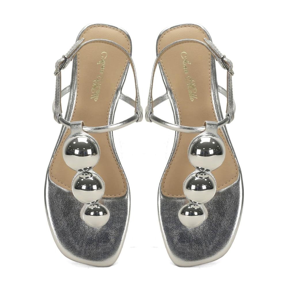 Rasteira metalizada bolas prata Prata 2