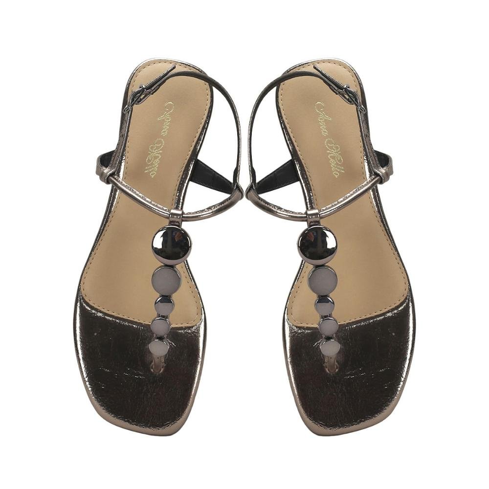 Rasteira metalizada texturizada onix Preto 2