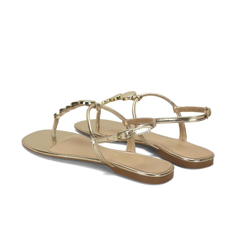 Rasteira metalizada texturizada ouro light Dourado 3