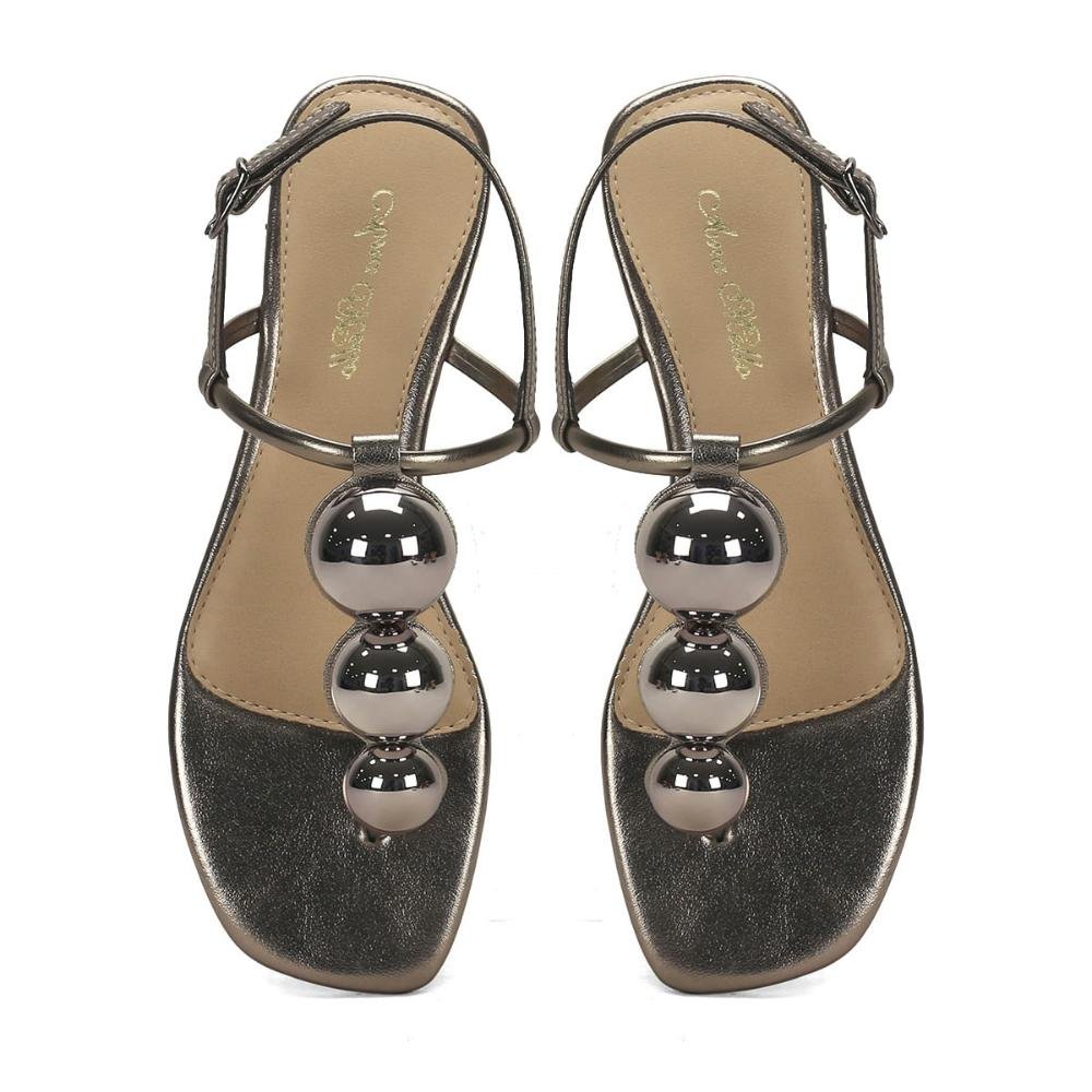 Rasteira metalizada bolas onix Preto 2