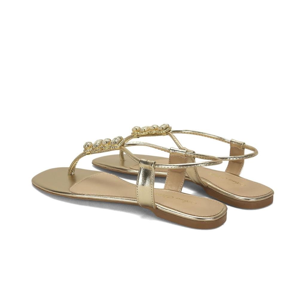 Rasteira pedrarias marmorizadas ouro light Dourado 3