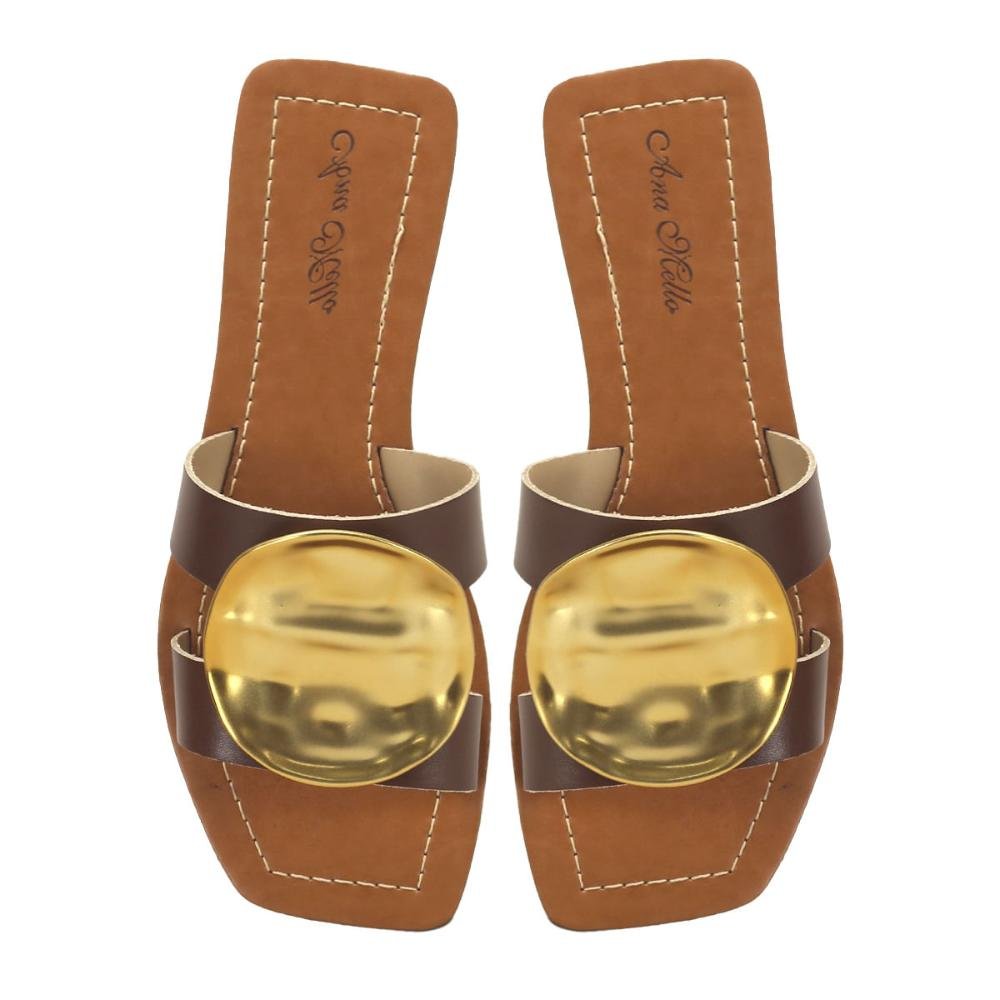 Rasteira metal orgânico café Marrom 2