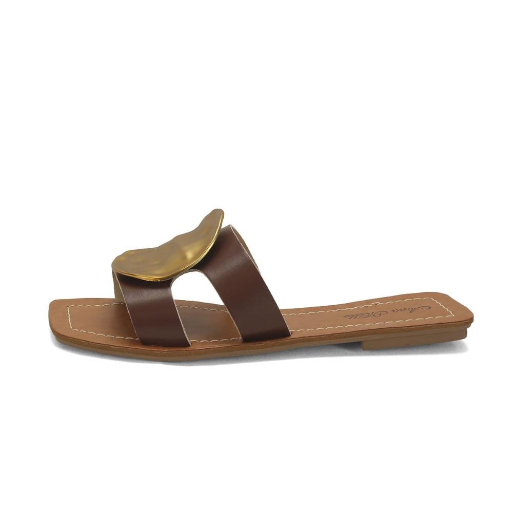 Rasteira metal orgânico café Marrom 4