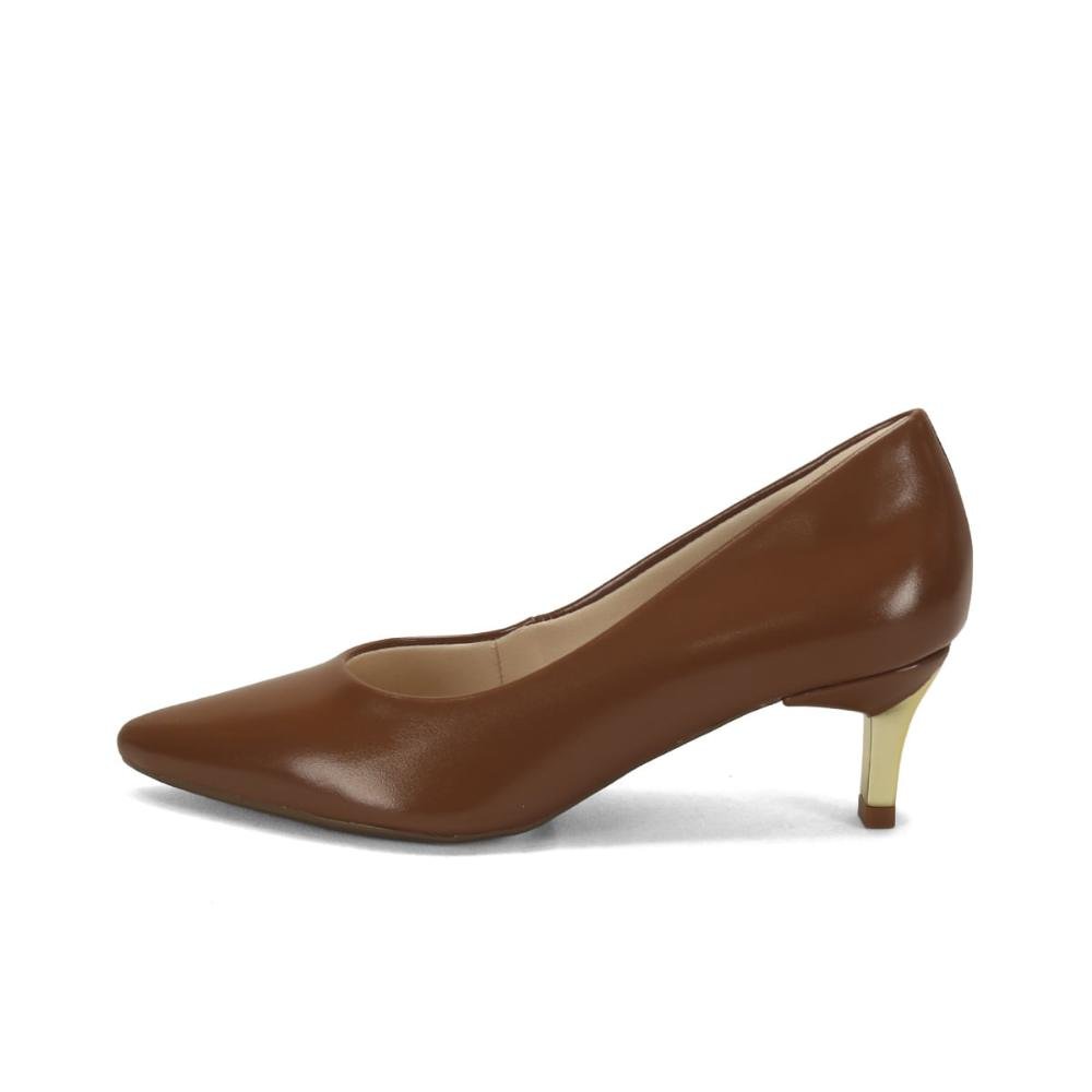 Scarpin salto cromado baixo café Marrom 4