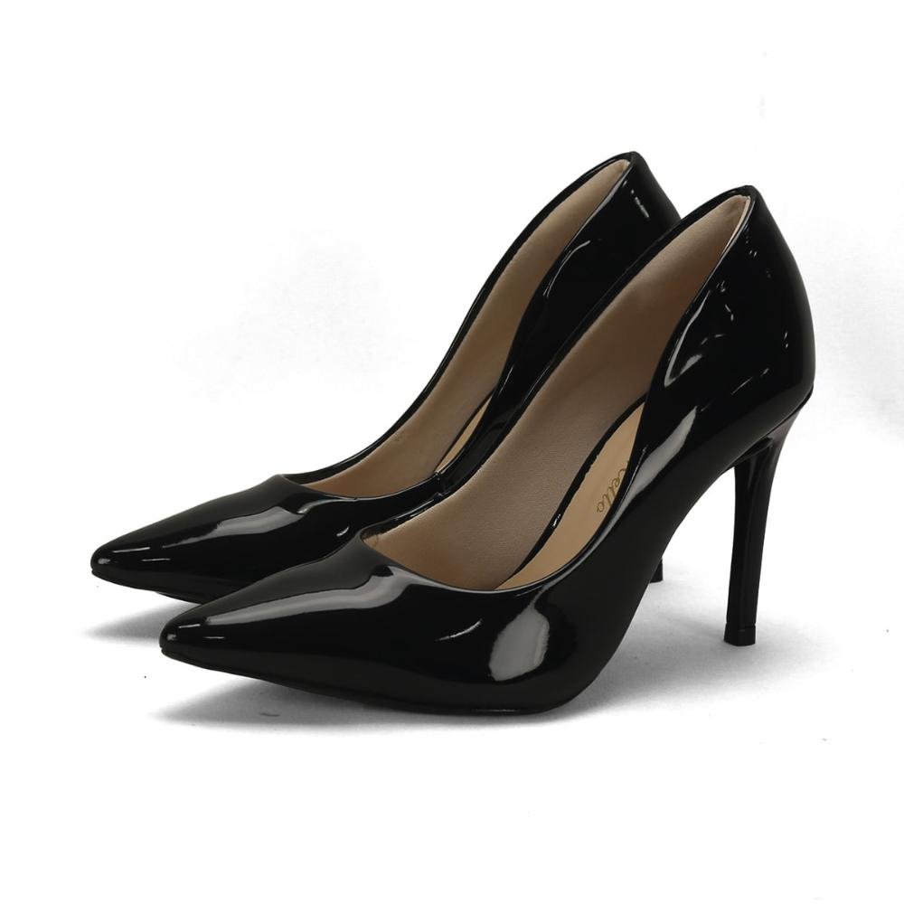 Scarpin salto fino confort verniz preto Preto 2