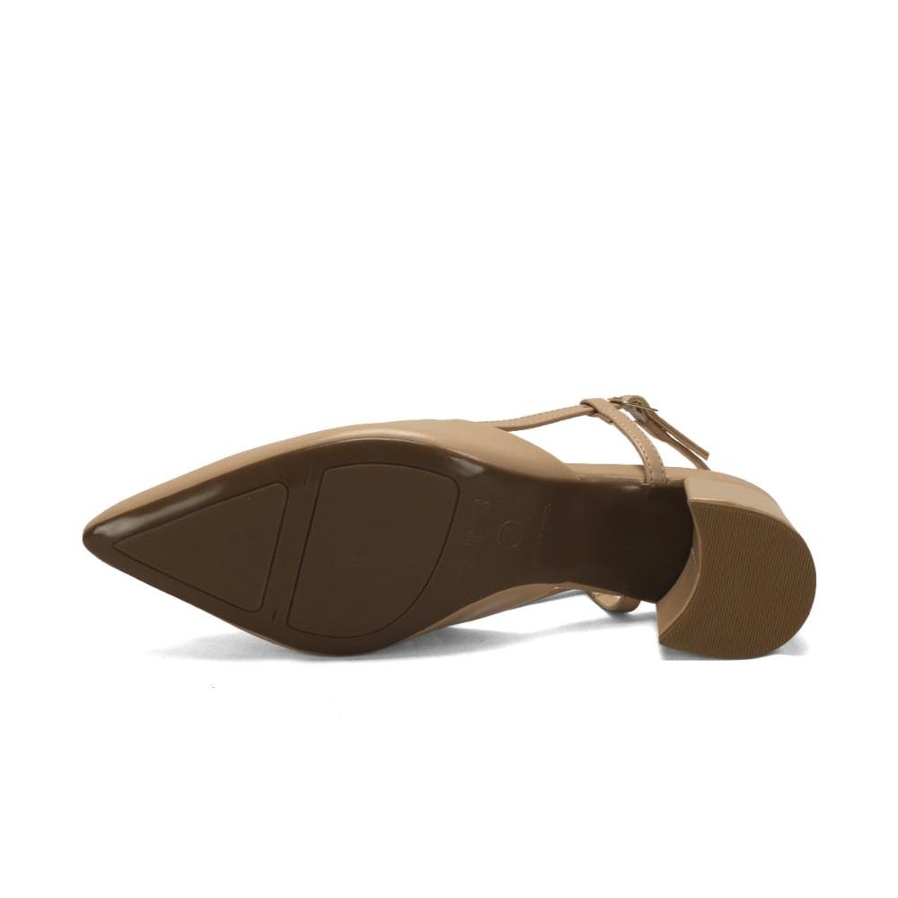 Scarpin slingback salto bloco peça orgânica amêndoa Bege 5