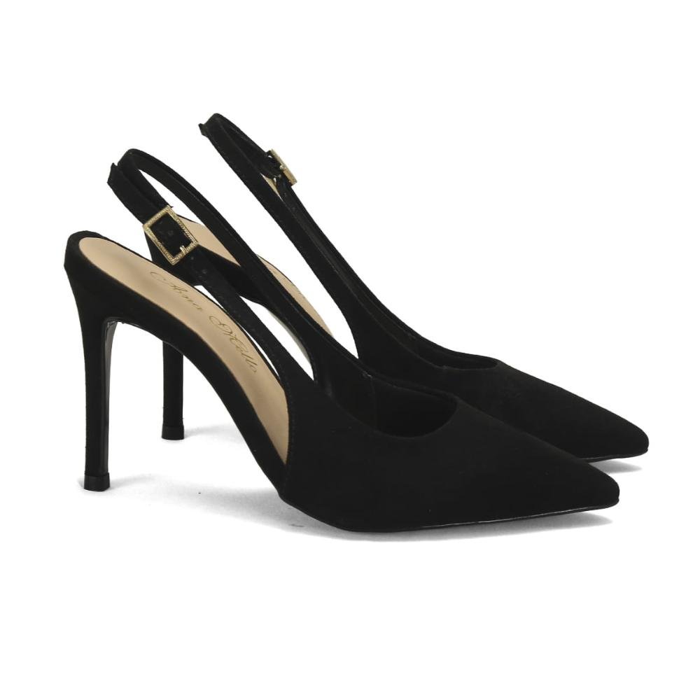 Scarpin slingback suede preto