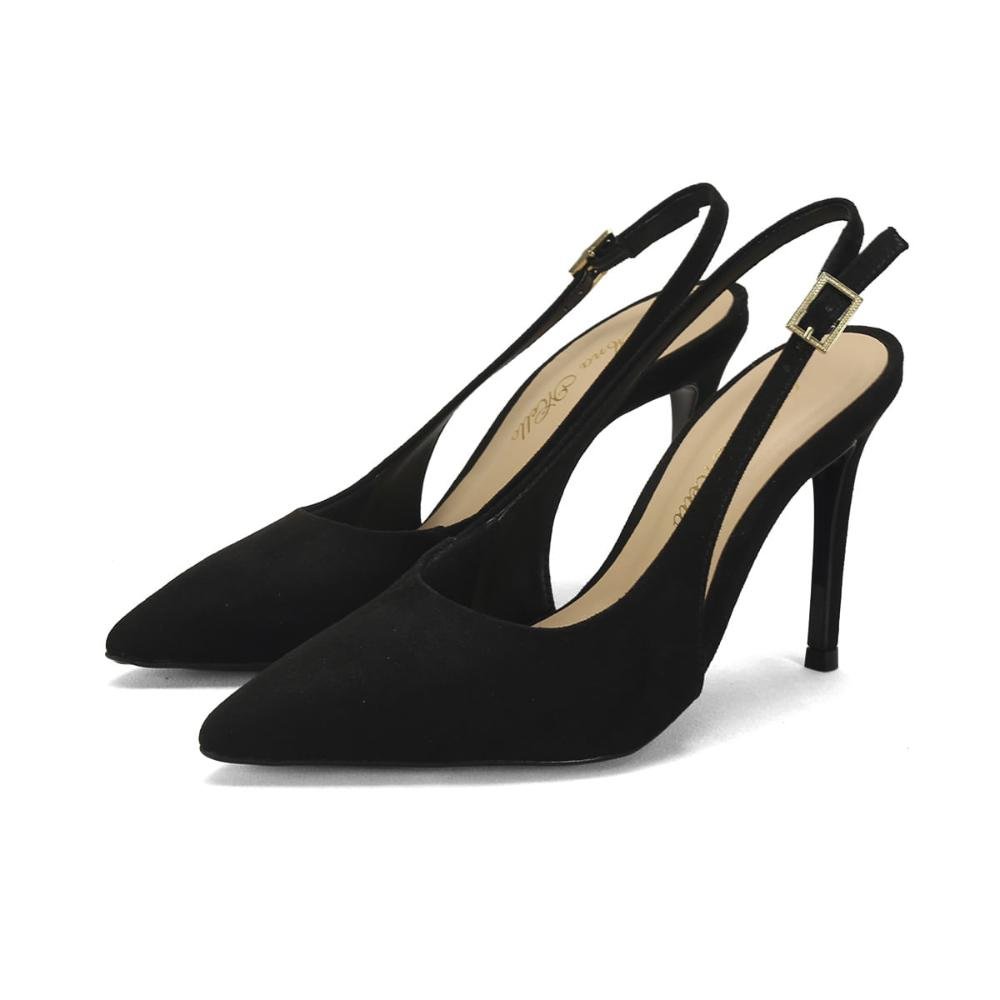 Scarpin slingback suede preto Preto 2