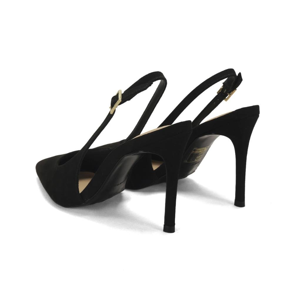 Scarpin slingback suede preto Preto 3