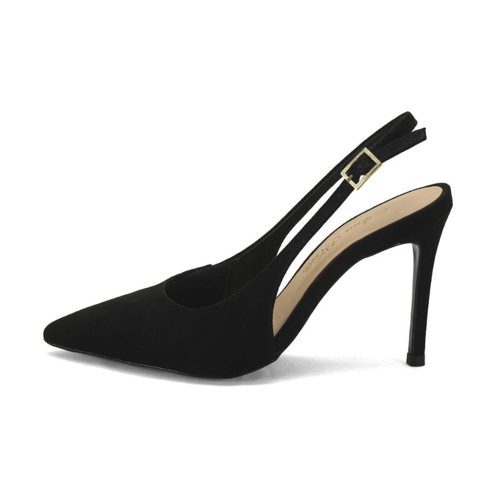 Scarpin slingback suede preto Preto 4