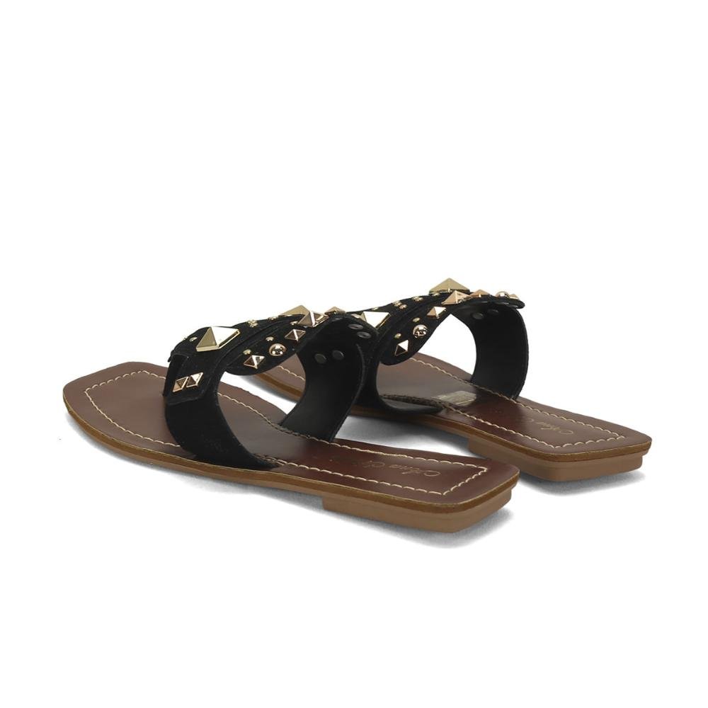 Rasteira boho tachas e  pirâmides preta Preto 4