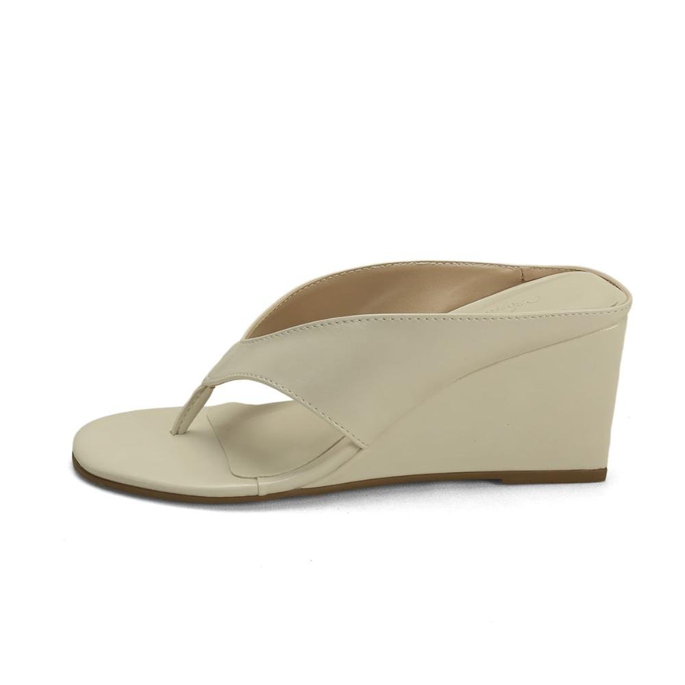 Sandália anabela de dedo off white Branco 4