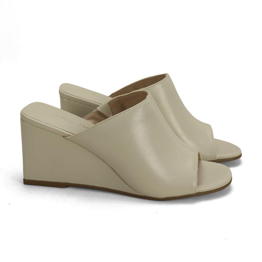 Tamanco anabela off white