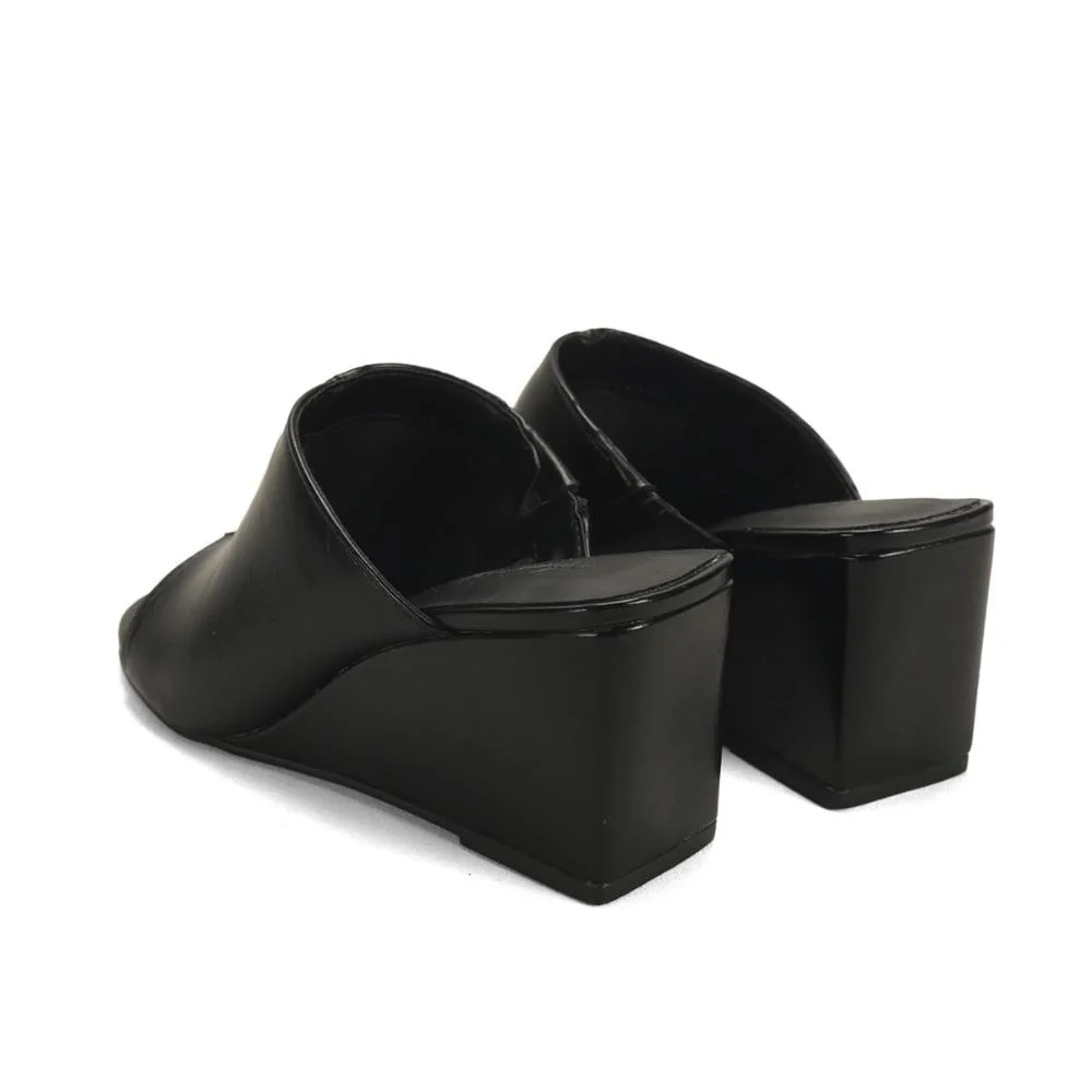 Tamanco anabela preta Preto 3