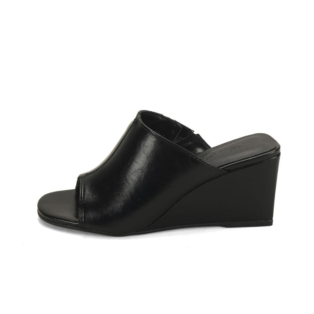 Tamanco anabela preta Preto 4