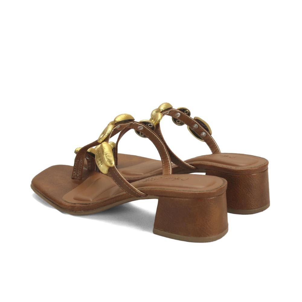 Sandália salto bloco conchas dedinho caramelo Marrom 3