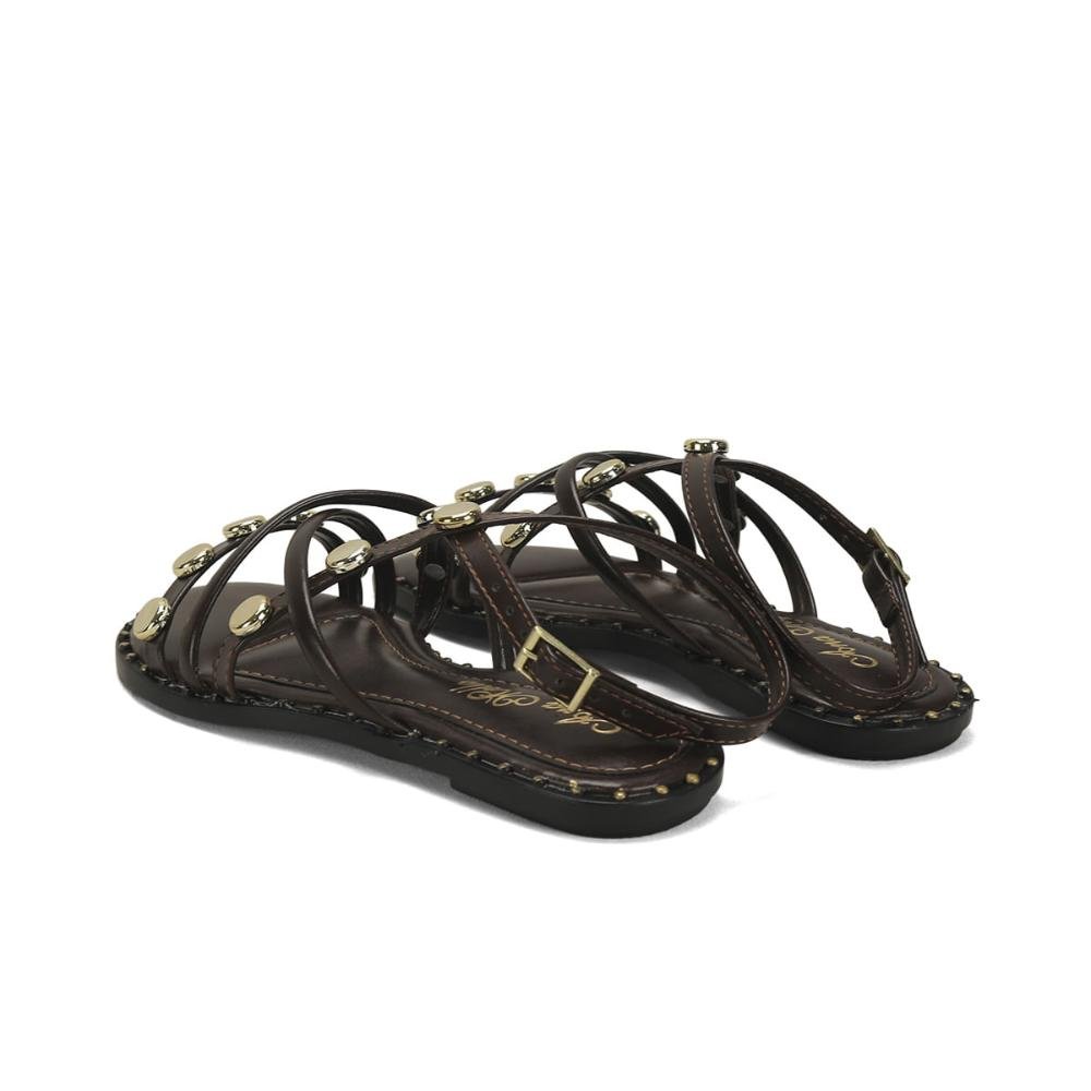 Rasteira confort com esferas ouro café Marrom 3