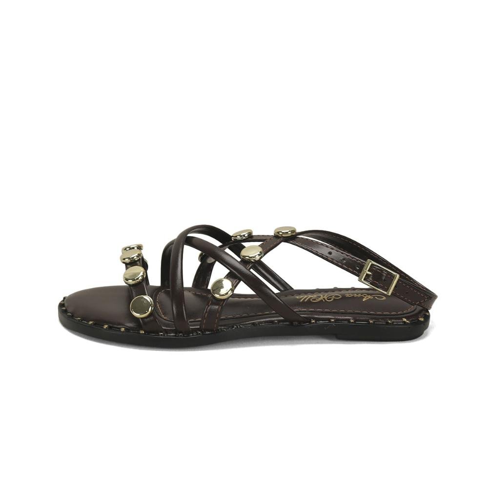 Rasteira confort com esferas ouro café Marrom 4