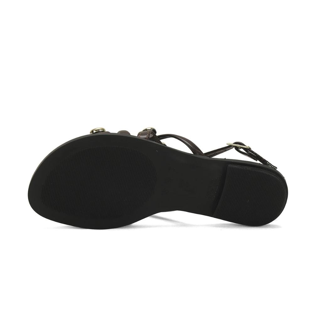 Rasteira confort com esferas ouro café Marrom 5