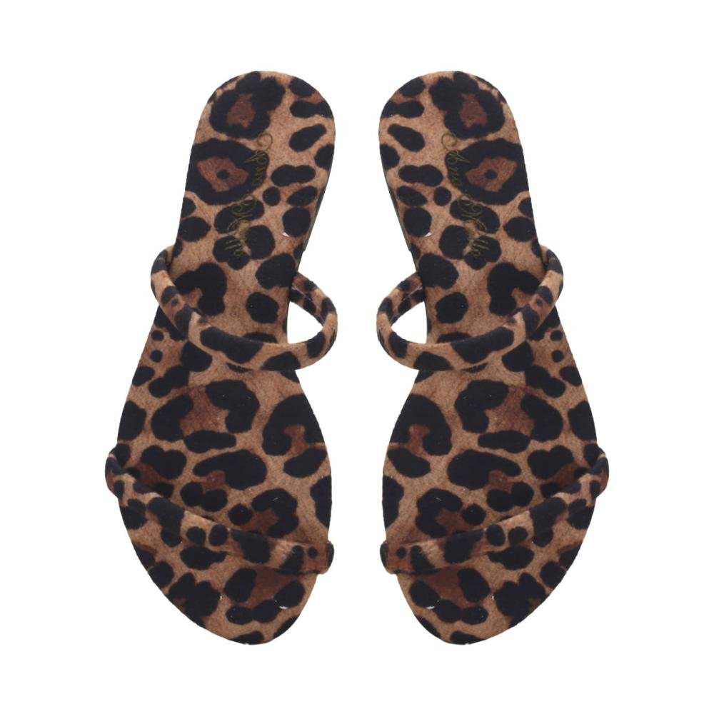 Rasteira clássica minimalista 2 tiras onça Animal Print 2