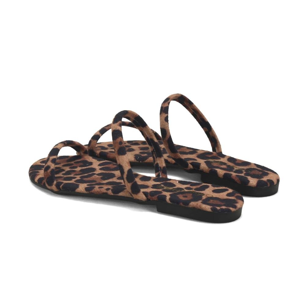 Rasteira clássica minimalista 2 tiras onça Animal Print 3