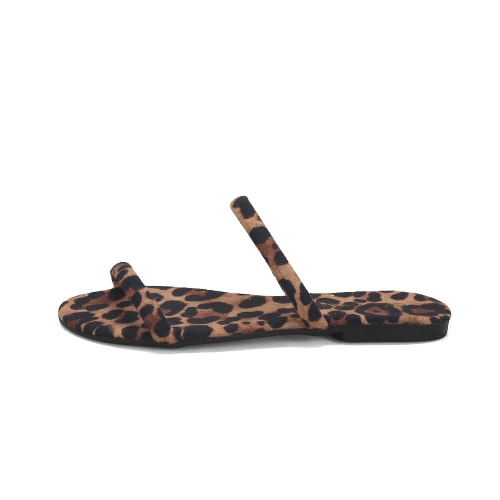 Rasteira clássica minimalista 2 tiras onça Animal Print 4