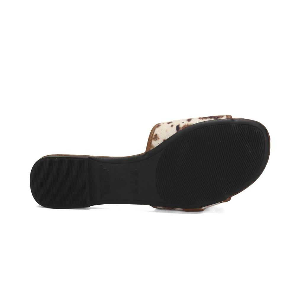 Slide rasteira com fivela cow print Marrom 5