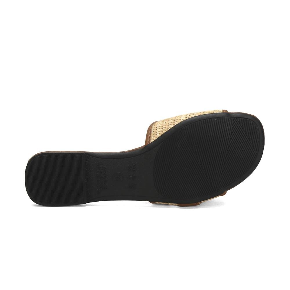 Slide rasteira com fivela palha com caramelo Marrom 5